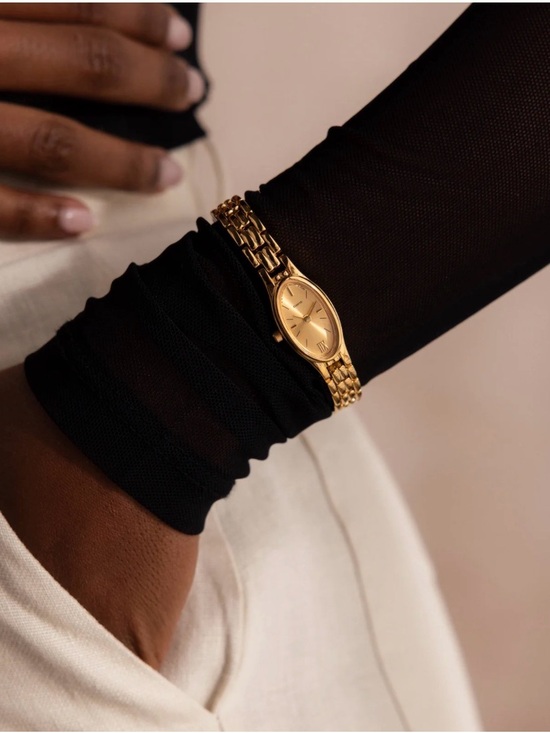 Caitlyn Minimalist Accessories - Caitlyn Minimalist Slim Oval Timepiece 18K Gold